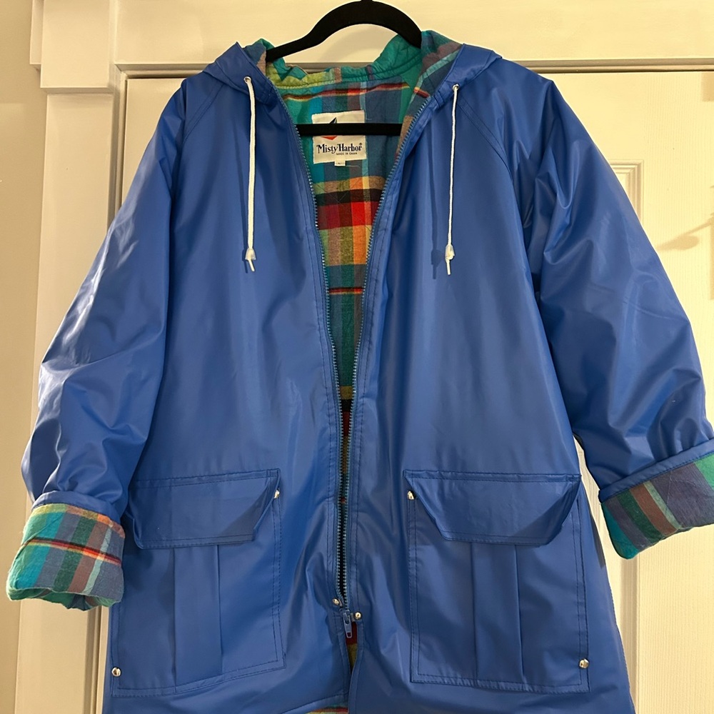 Misty Harbor Blue Vintage Winter Rain Jacket